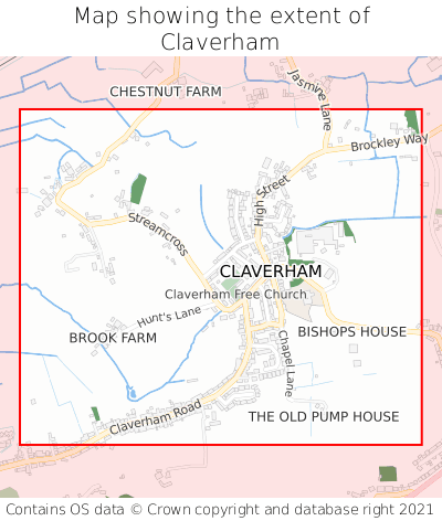 Map showing extent of Claverham as bounding box