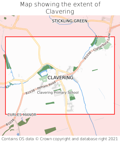 Map showing extent of Clavering as bounding box