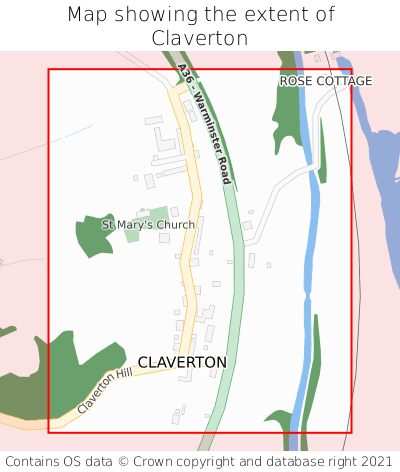Map showing extent of Claverton as bounding box