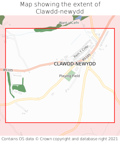 Map showing extent of Clawdd-newydd as bounding box