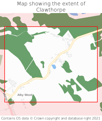 Map showing extent of Clawthorpe as bounding box