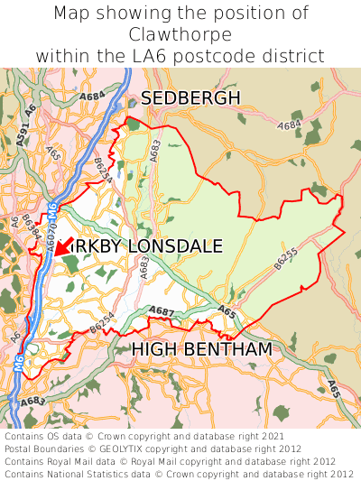 Map showing location of Clawthorpe within LA6