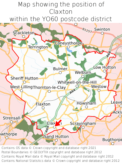Map showing location of Claxton within YO60
