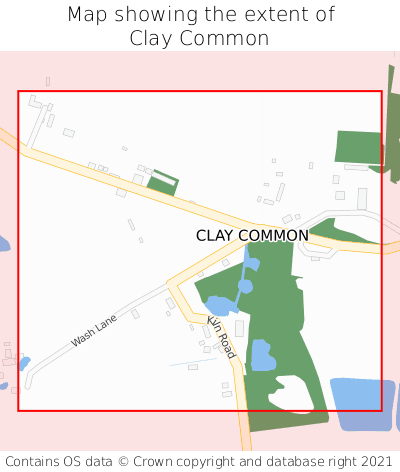 Map showing extent of Clay Common as bounding box