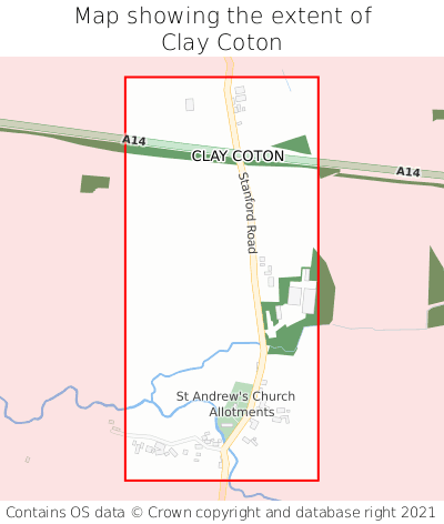Map showing extent of Clay Coton as bounding box