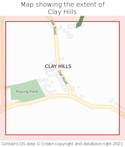 Map showing extent of Clay Hills as bounding box