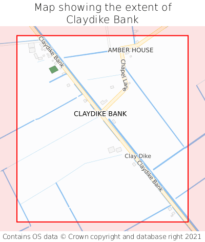 Map showing extent of Claydike Bank as bounding box