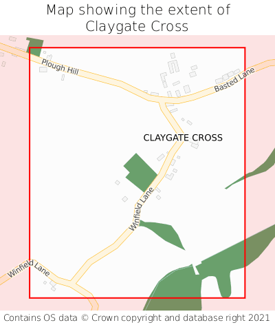 Map showing extent of Claygate Cross as bounding box
