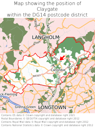 Map showing location of Claygate within DG14