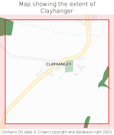 Map showing extent of Clayhanger as bounding box