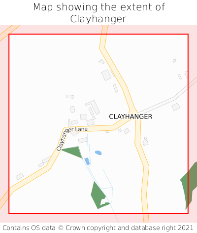 Map showing extent of Clayhanger as bounding box