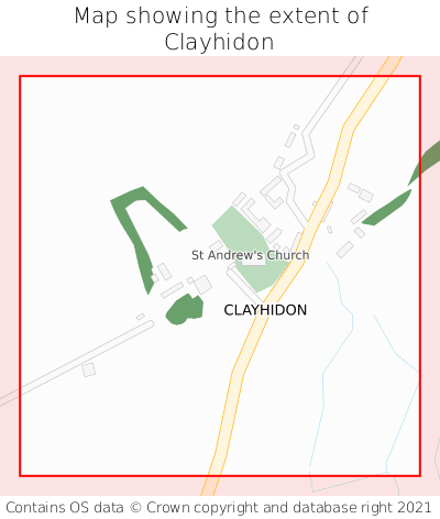 Map showing extent of Clayhidon as bounding box