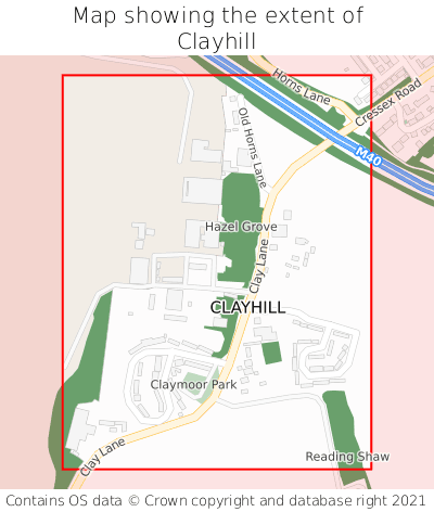 Map showing extent of Clayhill as bounding box
