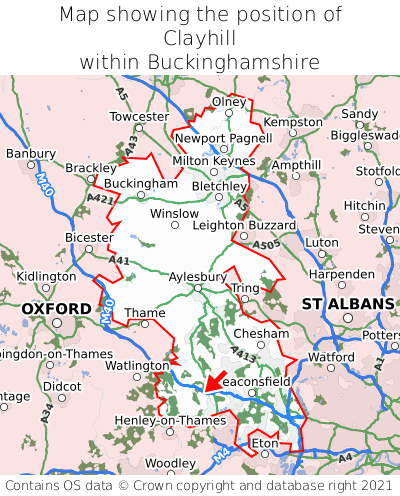Map showing location of Clayhill within Buckinghamshire