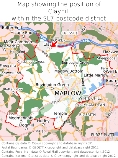 Map showing location of Clayhill within SL7