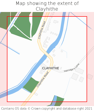 Map showing extent of Clayhithe as bounding box