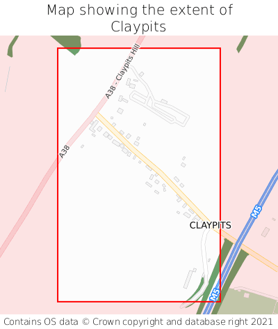 Map showing extent of Claypits as bounding box