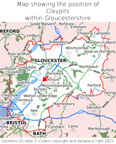 Map showing location of Claypits within Gloucestershire