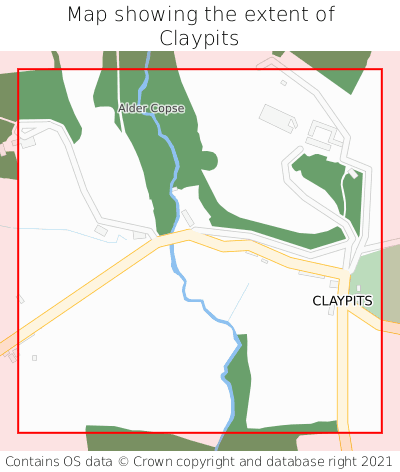Map showing extent of Claypits as bounding box