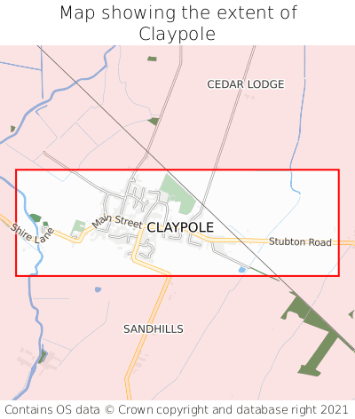 Map showing extent of Claypole as bounding box