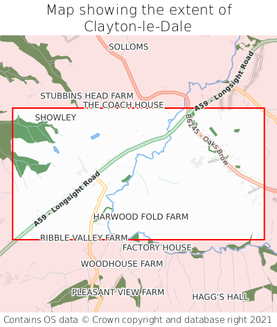 Map showing extent of Clayton-le-Dale as bounding box