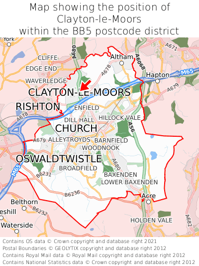 Map showing location of Clayton-le-Moors within BB5