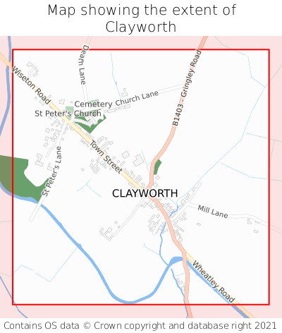 Map showing extent of Clayworth as bounding box