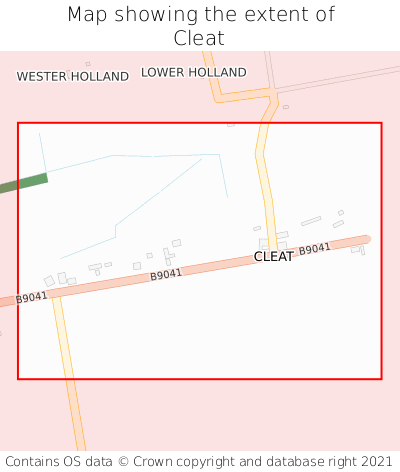 Map showing extent of Cleat as bounding box