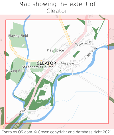 Map showing extent of Cleator as bounding box