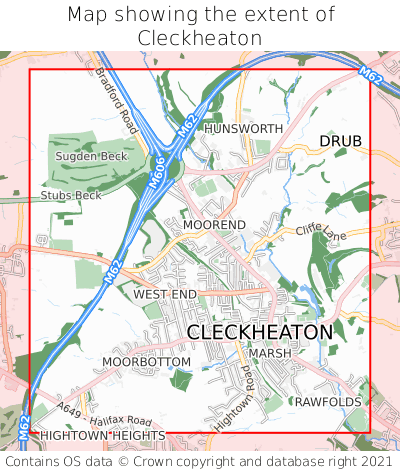 Map showing extent of Cleckheaton as bounding box