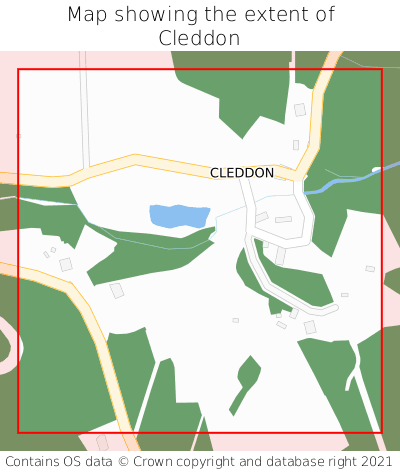 Map showing extent of Cleddon as bounding box