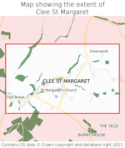 Map showing extent of Clee St Margaret as bounding box