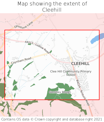 Map showing extent of Cleehill as bounding box