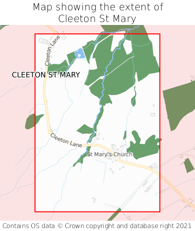 Map showing extent of Cleeton St Mary as bounding box