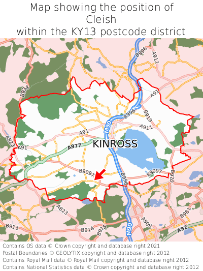 Map showing location of Cleish within KY13
