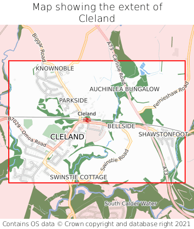 Map showing extent of Cleland as bounding box
