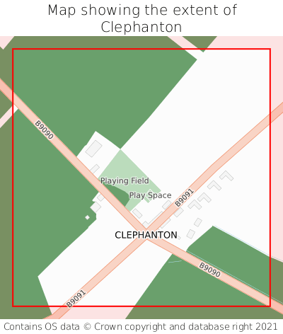 Map showing extent of Clephanton as bounding box