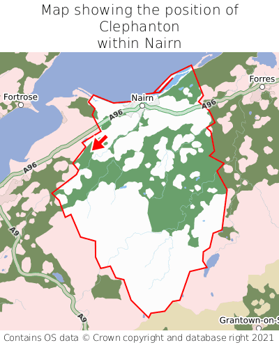 Map showing location of Clephanton within Nairn