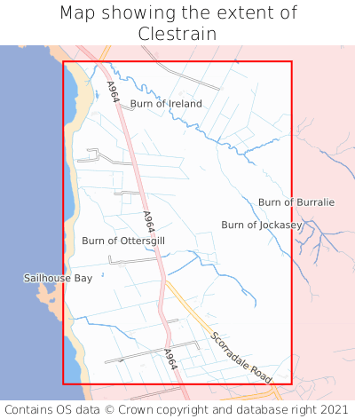 Map showing extent of Clestrain as bounding box