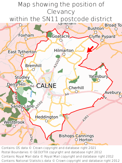 Map showing location of Clevancy within SN11