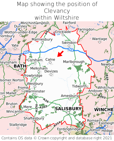 Map showing location of Clevancy within Wiltshire