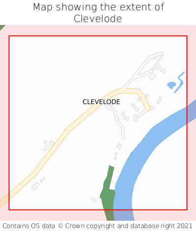 Map showing extent of Clevelode as bounding box
