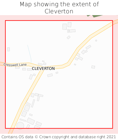 Map showing extent of Cleverton as bounding box