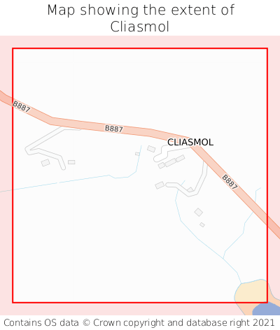 Map showing extent of Cliasmol as bounding box