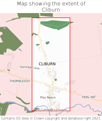 Map showing extent of Cliburn as bounding box