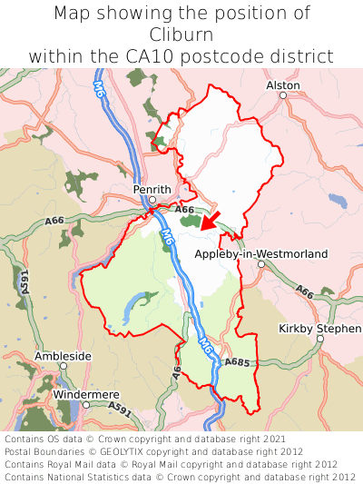 Map showing location of Cliburn within CA10