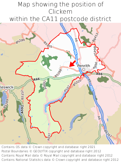 Map showing location of Clickem within CA11