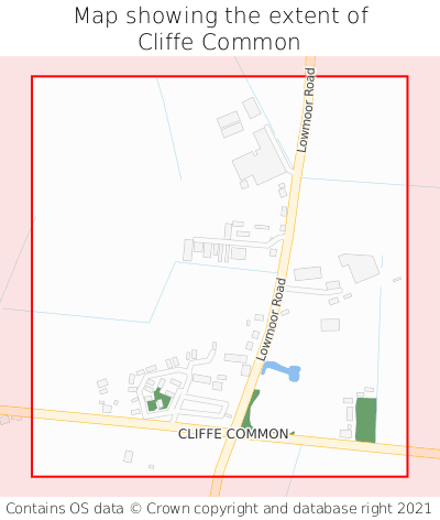 Map showing extent of Cliffe Common as bounding box