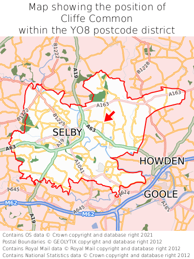 Map showing location of Cliffe Common within YO8