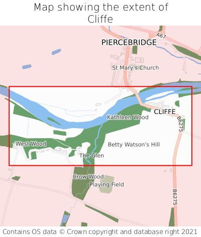 Map showing extent of Cliffe as bounding box